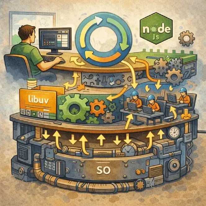 Event Loop no Node.js: fases, microtasks e como o runtime processa I/O